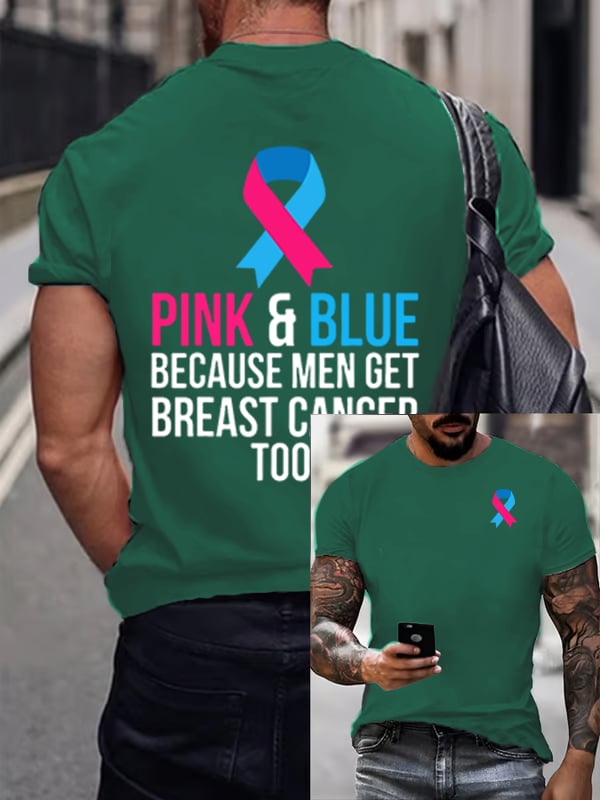 Men's Casual Breast Cancer Print T-Shirt