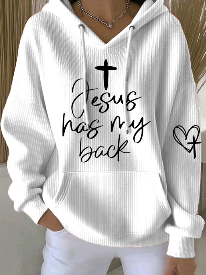 Women's Jesus Has My Back Print Sweatshirts