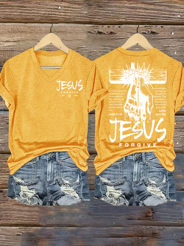 Women's Jesus Loves You Chirtsian printing T-Shirt