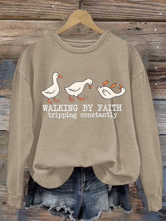 Women's Walking by Faith Tripping Constantly Sweatshirt