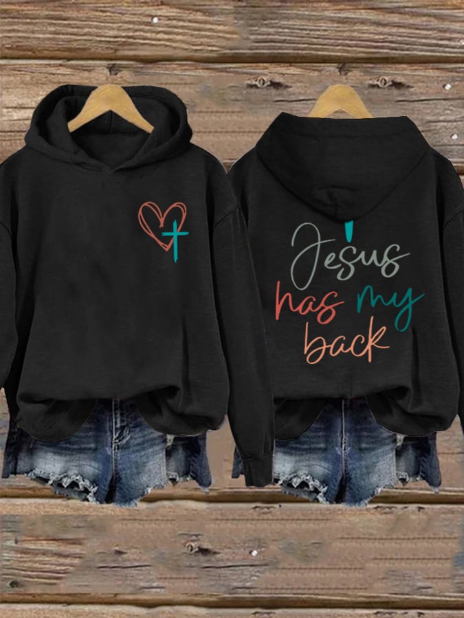 Women's Jesus Has My Back Print Sweatshirts