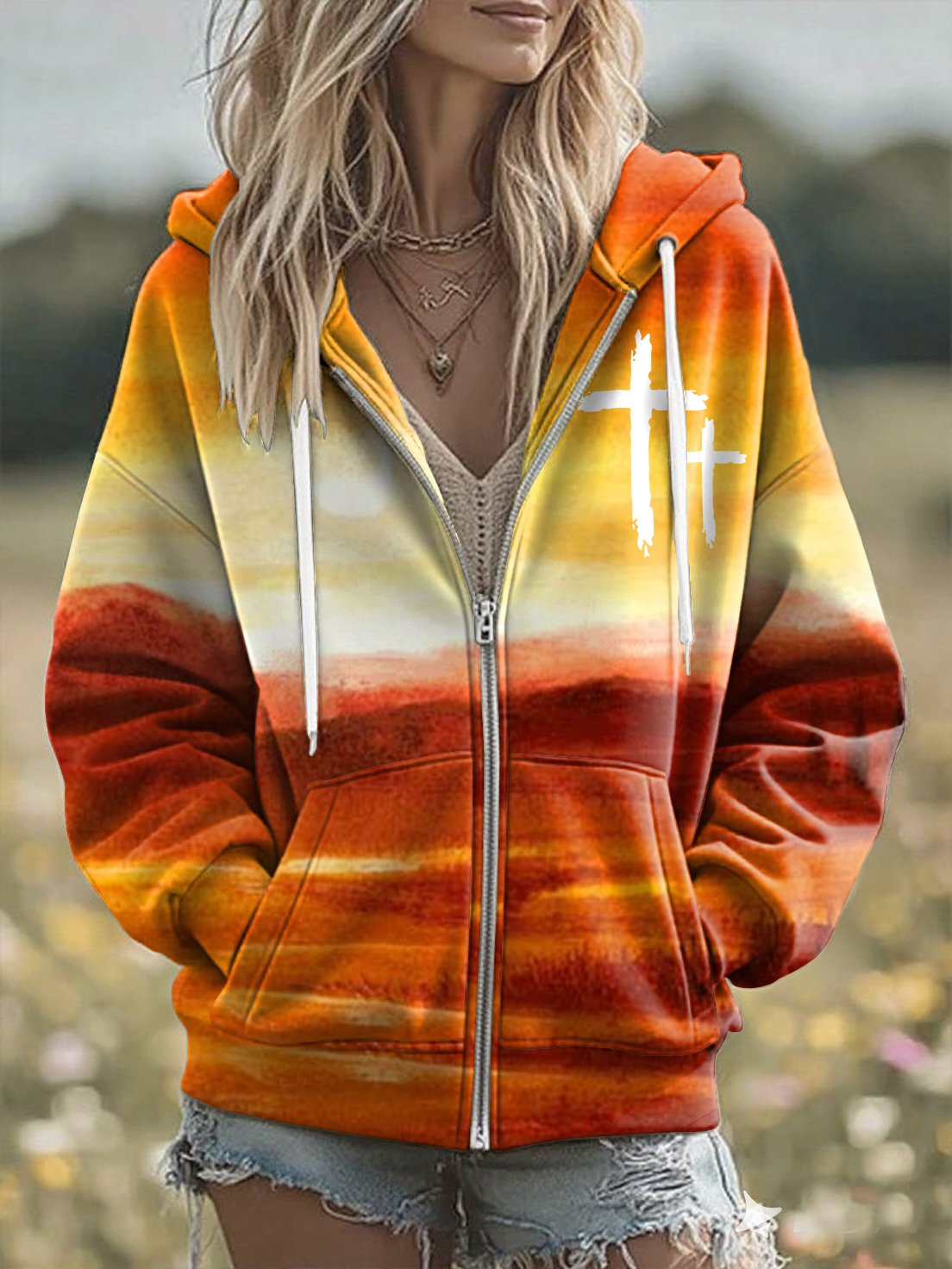 Women'S Casual Autumn Faith Print Hoodie