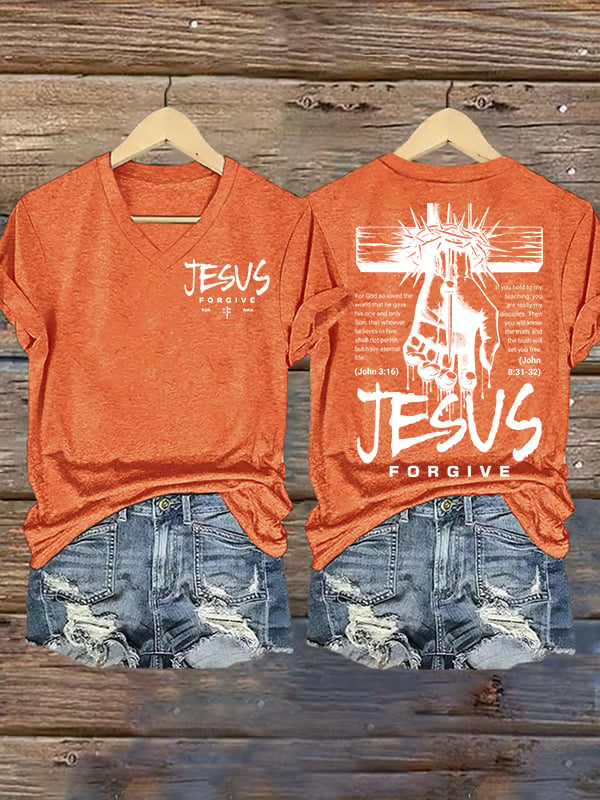 Women's Jesus Loves You Chirtsian printing T-Shirt