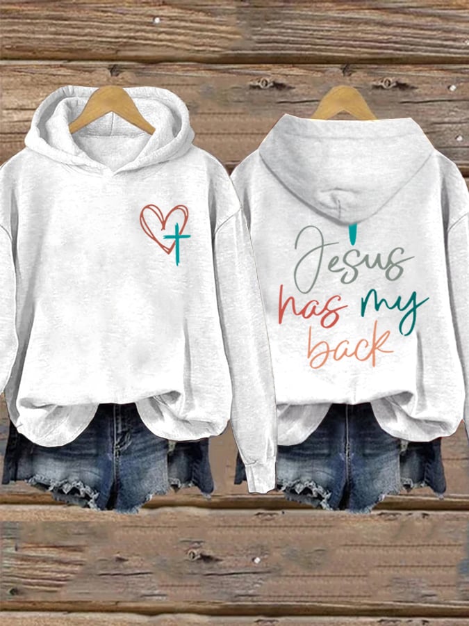 Women's Jesus Has My Back Print Sweatshirts