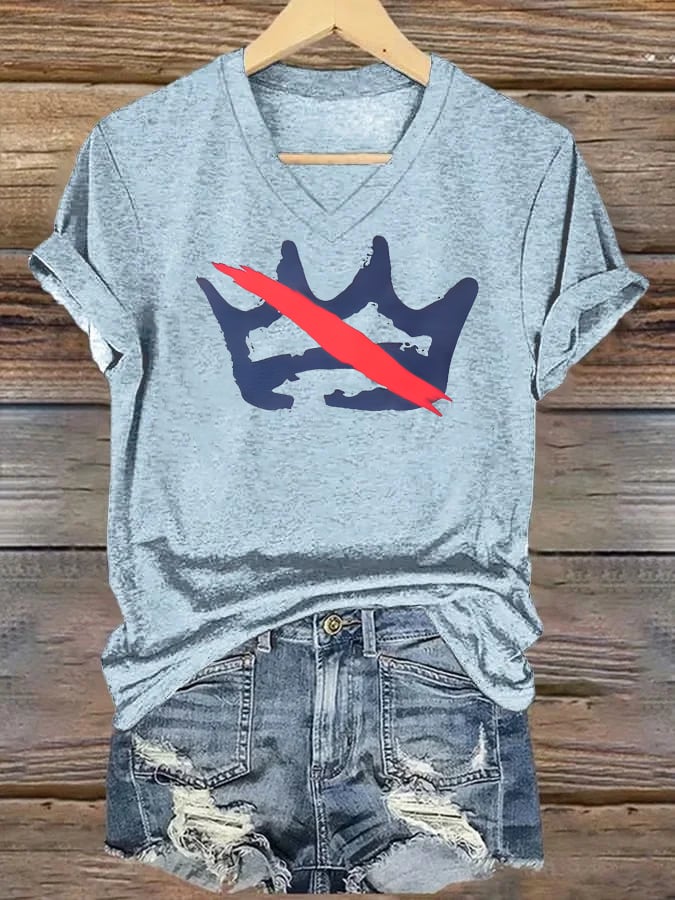 🔥Buy 3 Get 15% Off🔥V-neck Women's America has no kings Printed Casual T-Shirt