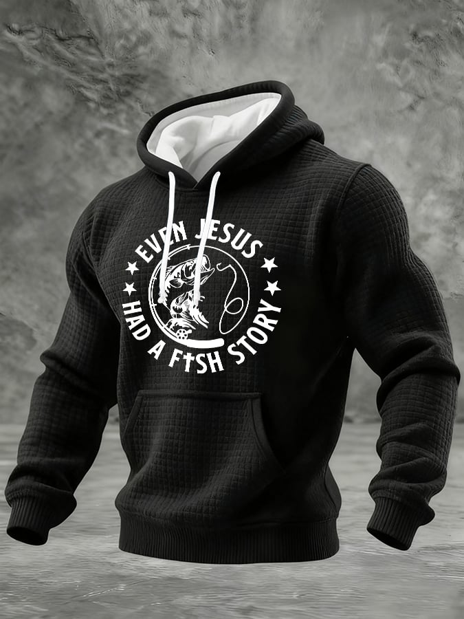 Men's Casual Even Jesus Had A Fish Story Print Sweatshirt