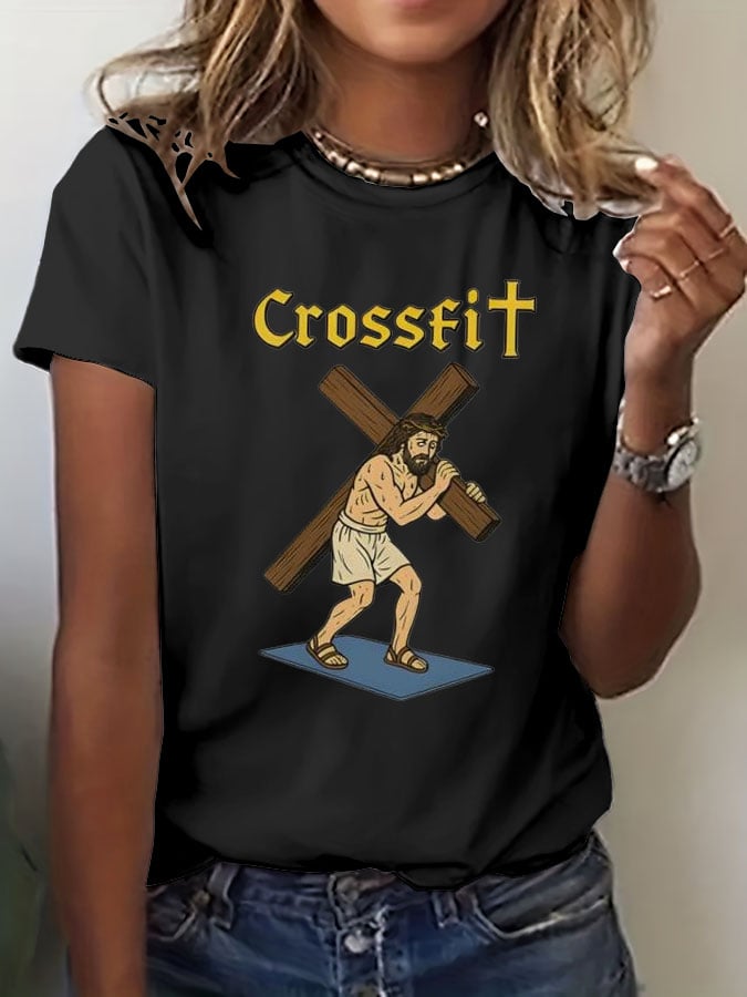 🔥Buy 3 Get 15% Off🔥Women's Crossfit Jesus Print Casual T-Shirt