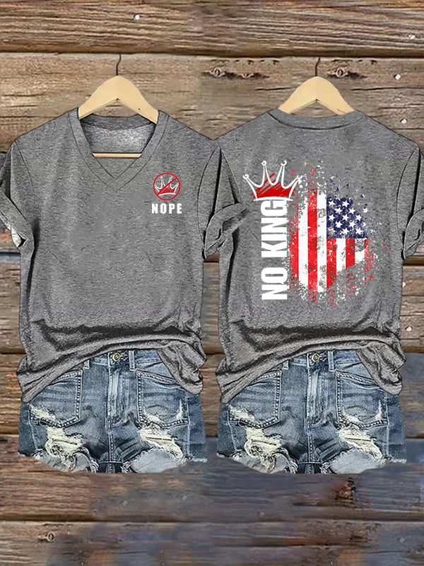 🔥Buy 3 Get 15% Off🔥Women's NOPE No King American Flag Print T-Shirt