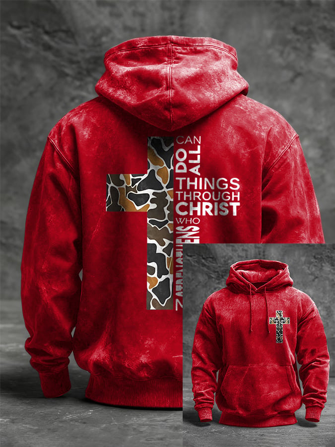🔥Buy 3 Get 15% Off🔥Men's I can do all things through Christ who strengthens me. Printed Casual Hoodie