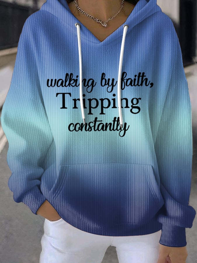 Women's Walking By Faith Tripping Constantly Sweatshirts