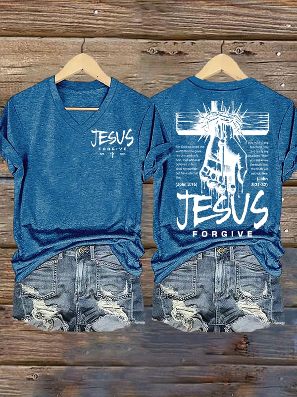 Women's Jesus Loves You Chirtsian printing T-Shirt