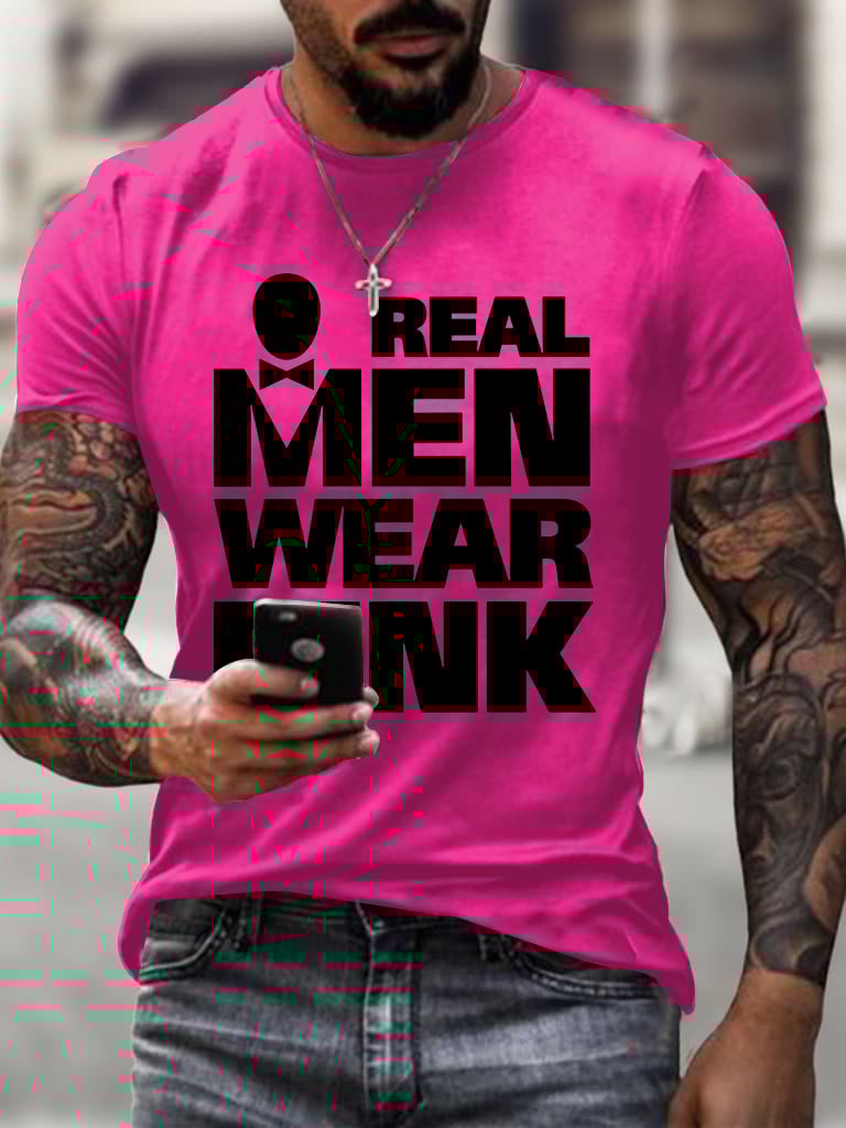 Men'S Casual Breast Cancer Print T-Shirt