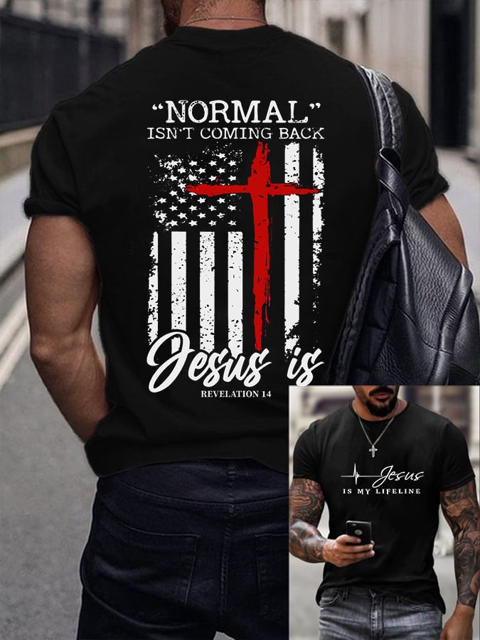 🔥Buy 3 Get 15% Off🔥Men's Faith Print Crew Neck T-Shirt
