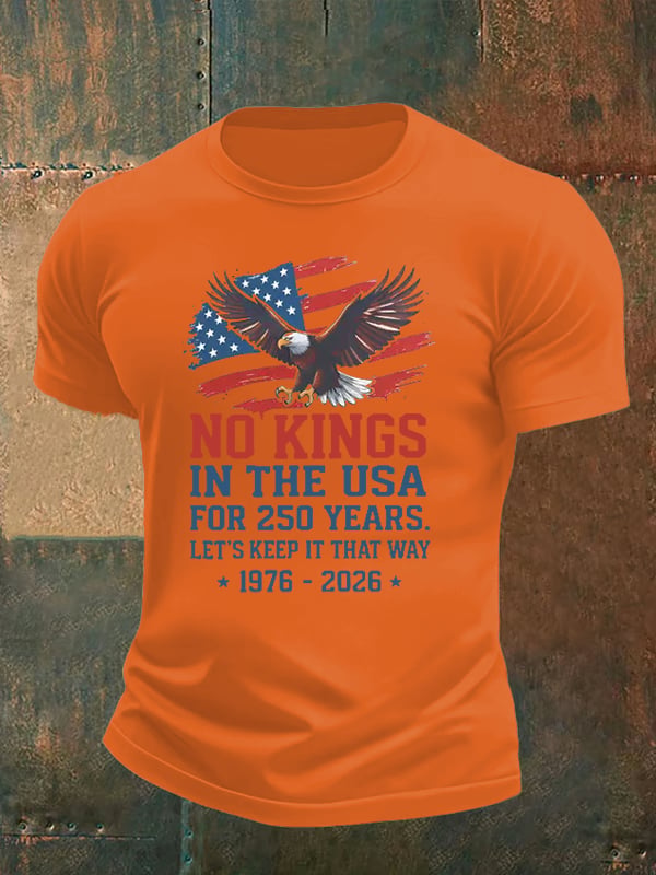 🔥Buy 3 Get 15% Off🔥Men's No Kings USA Patriotic Tee ,250 Years of Democracy printed T-shirt