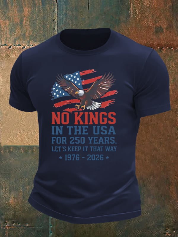 🔥Buy 3 Get 15% Off🔥Men's No Kings USA Patriotic Tee ,250 Years of Democracy printed T-shirt