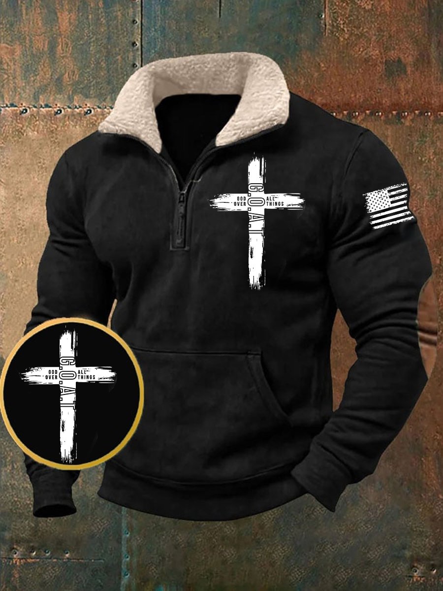 Men's God Over All Things Print Zip Sweatshirt