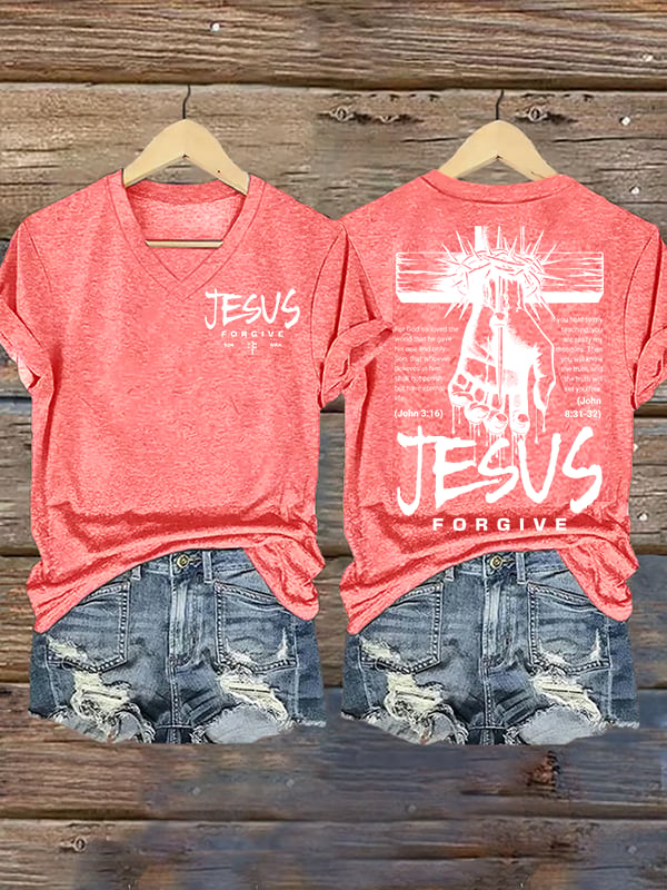 Women's Jesus Loves You Chirtsian printing T-Shirt