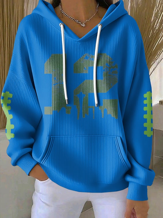 Women's Rugby Print Casual Hoodie
