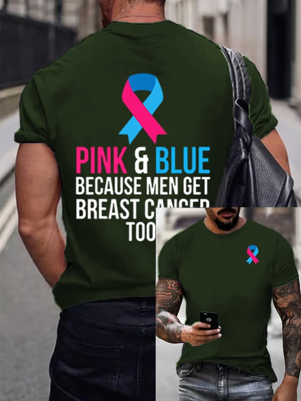 Men's Casual Breast Cancer Print T-Shirt