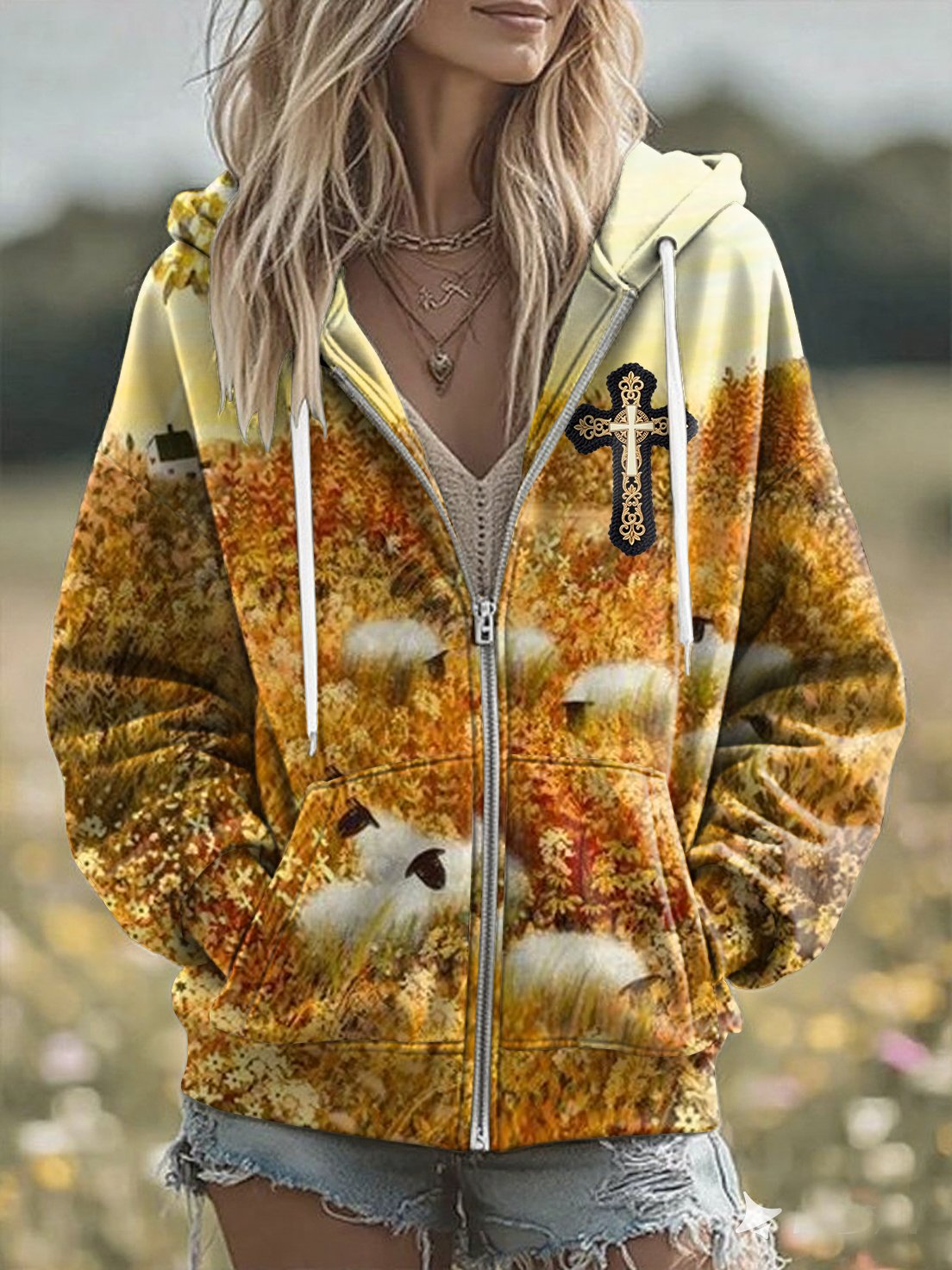 Women'S Casual Autumn Faith Print Hoodie