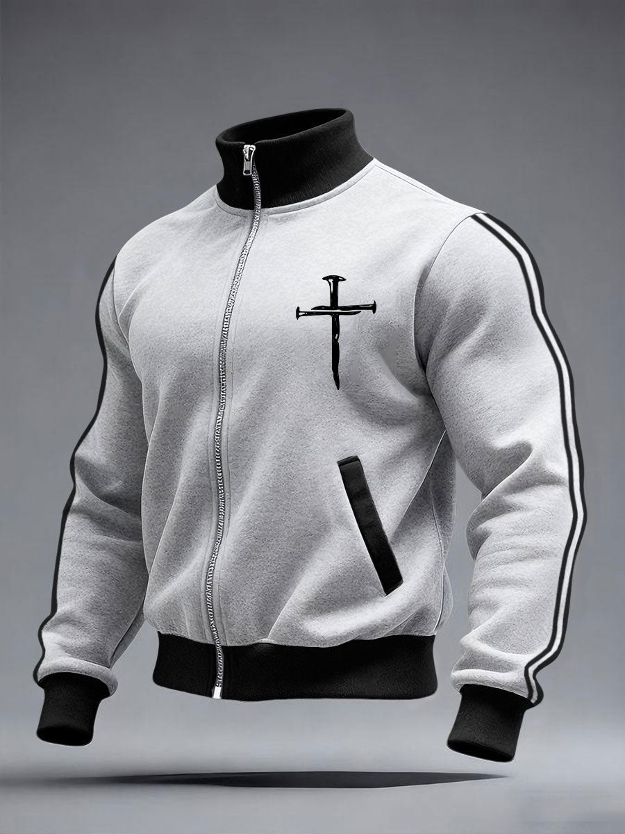 Men's Casual Color Block Sport Zipper Jacket