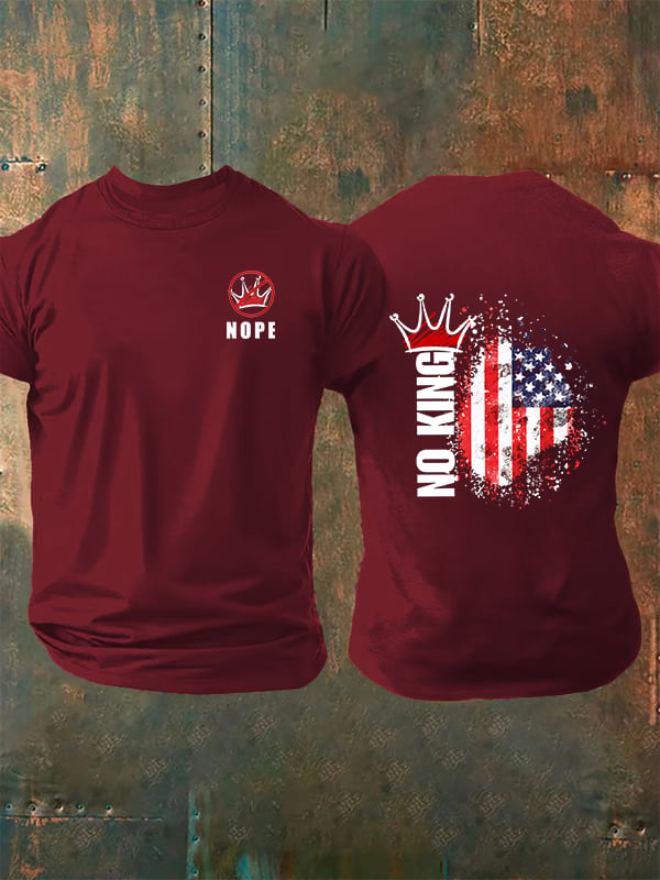 🔥Buy 3 Get 15% Off🔥Men's NOPE No King American Flag Print T-Shirt