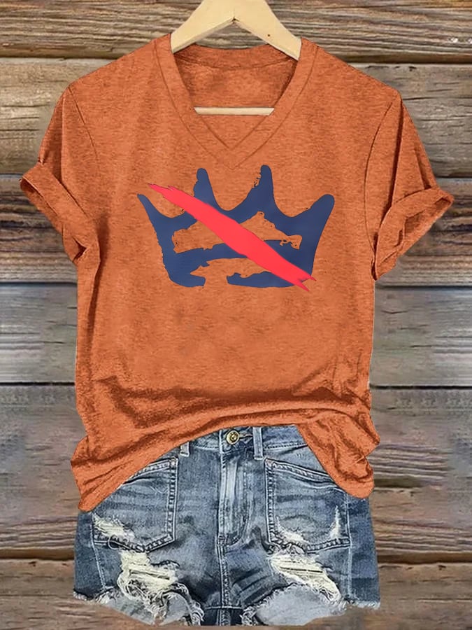 🔥Buy 3 Get 15% Off🔥V-neck Women's America has no kings Printed Casual T-Shirt