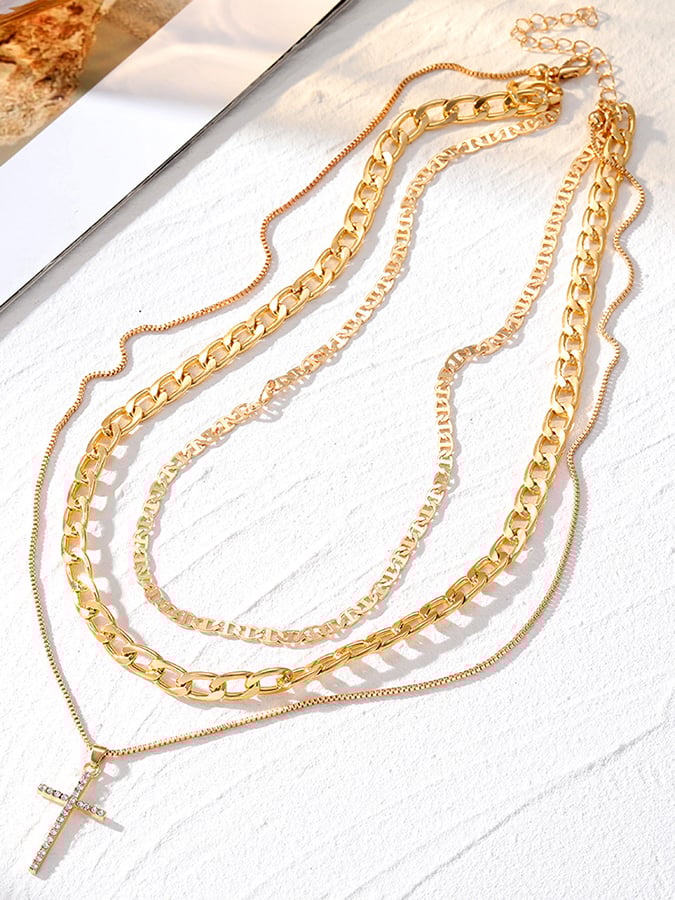 Women's Alloy Heart Cross Necklace