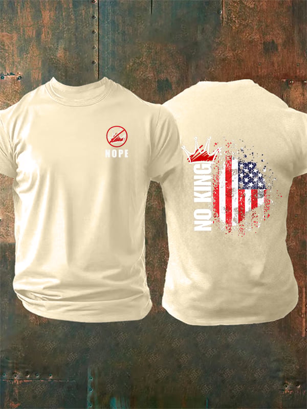 🔥Buy 3 Get 15% Off🔥Men's NOPE No King American Flag Print T-Shirt