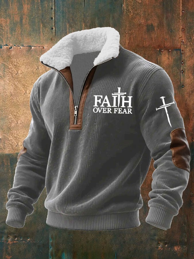Men's Faith “FAITH OVER FEAR”Textured Sweatshirt