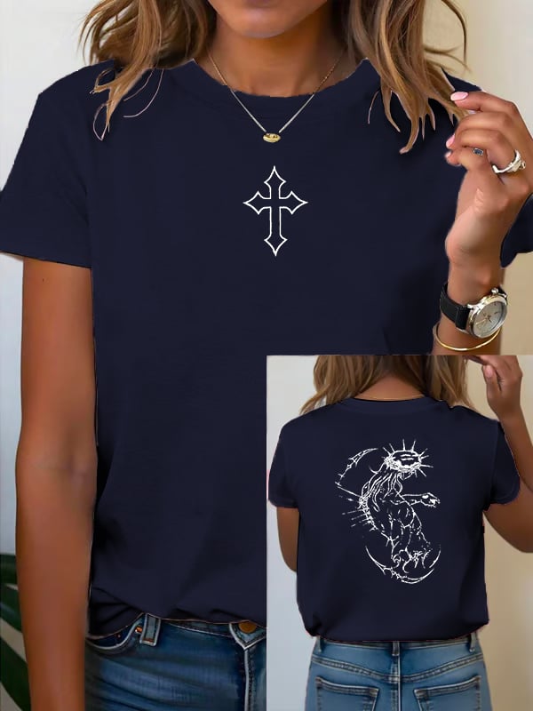 Unisex Fearless Cross Print Acid Washed T-shirt