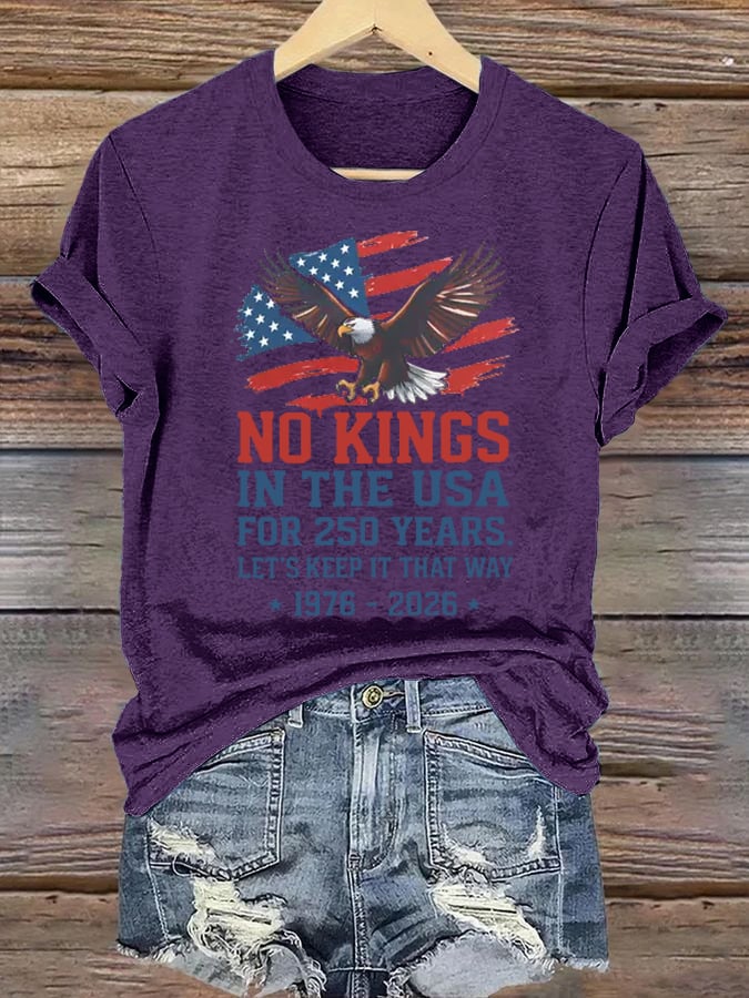🔥Buy 3 Get 15% Off🔥Women's No Kings USA Patriotic Tee ,250 Years of Democracy printed T-shirt