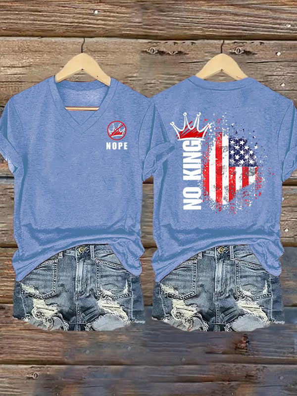 🔥Buy 3 Get 15% Off🔥Women's NOPE No King American Flag Print T-Shirt