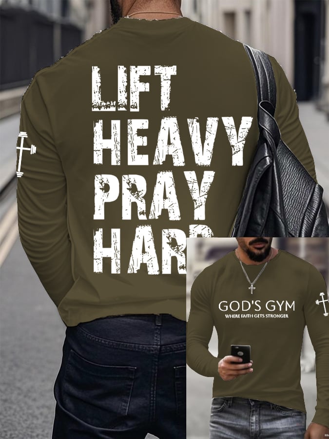 🔥Buy 3 Get 15% Off🔥Men's Raven's Gym Faith Printed Long Sleeve Top