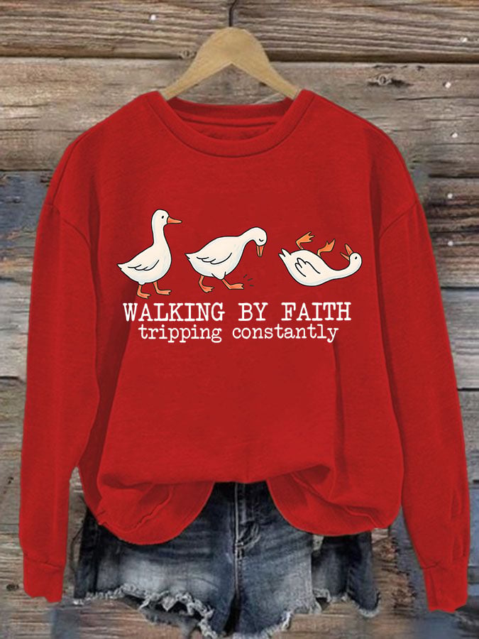 Women's Walking by Faith Tripping Constantly Sweatshirt