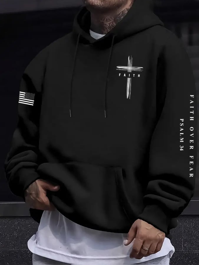 🔥Buy 3 Get 15% Off🔥Men's Faith Over Fear Print Hoodie