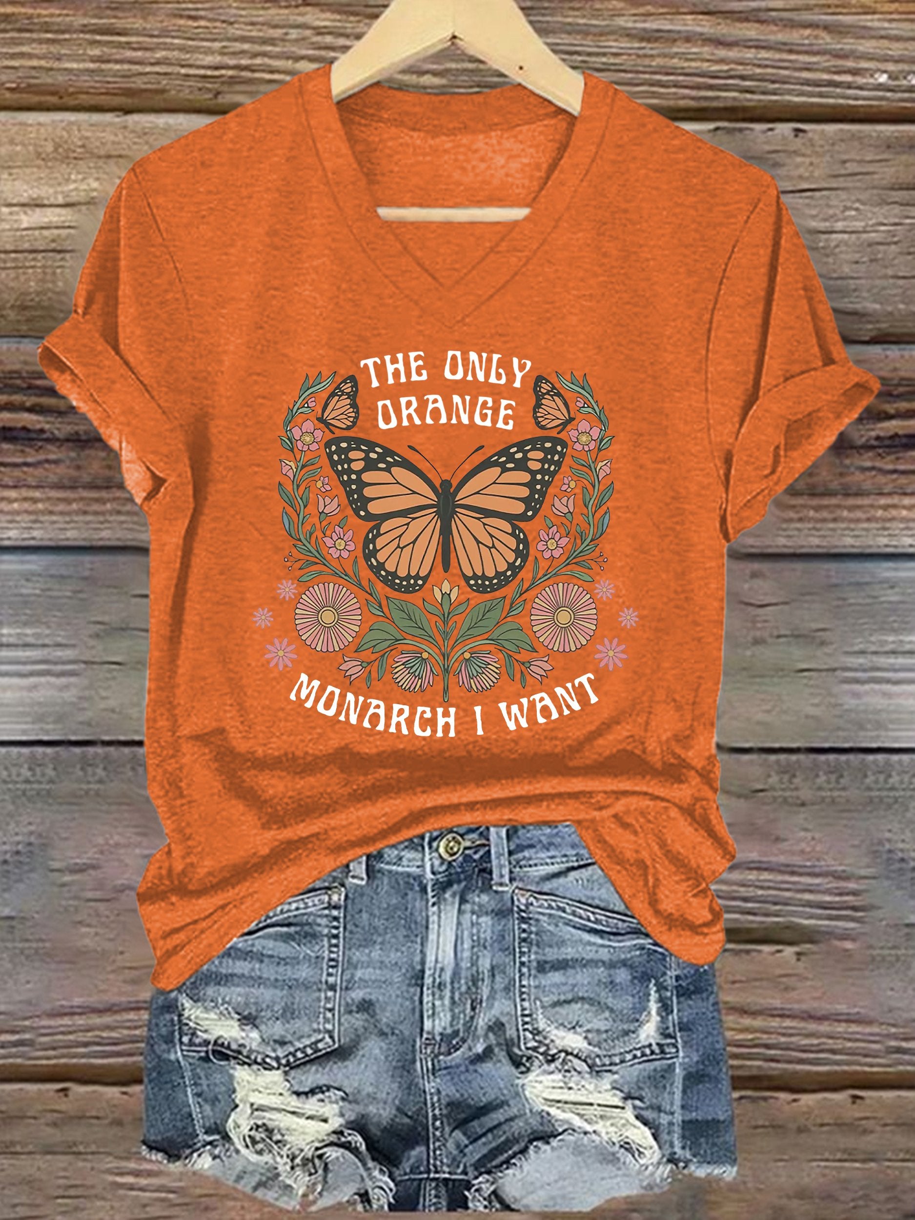 🔥Buy 3 Get 15% Off🔥Women's The Only Orange Monarch I Want Print T-shirt