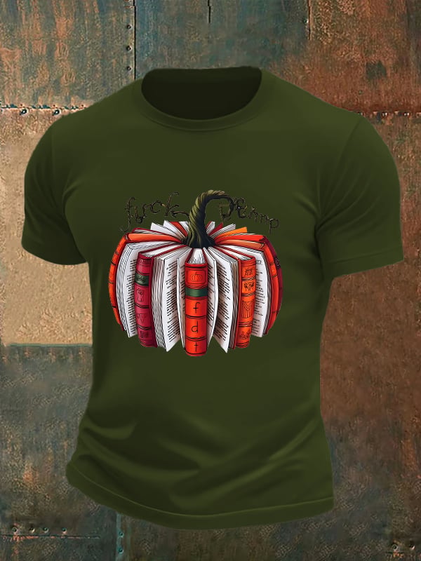 🔥Buy 3 Get 15% Off🔥Men's Fall Book Pumpkin DTF transfer - FDT, Fall Aesthetic print T-Shirt
