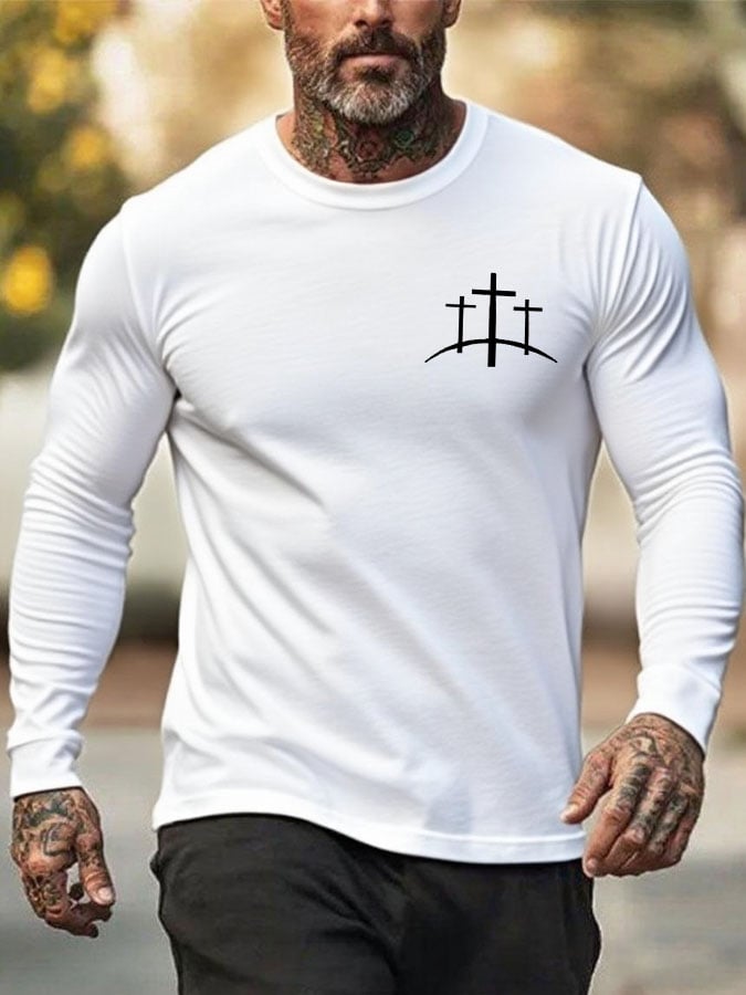 🔥Buy 3 Get 15% Off🔥Men's Faith Cross Print Crew Neck T-shirt