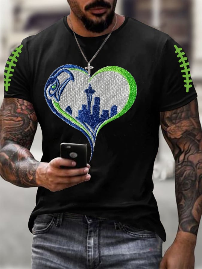 Men's Rugby Print Casual T-Shirt