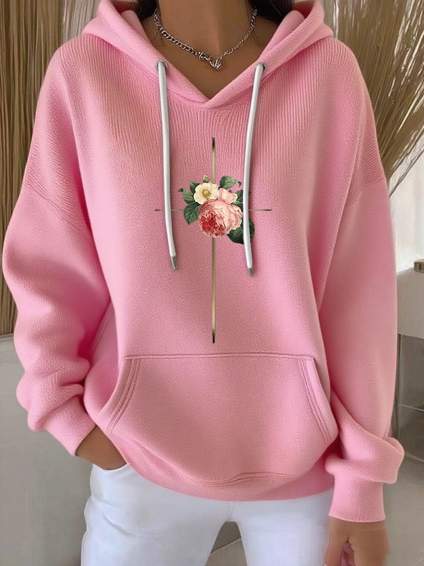 Women's Faith Striped Casual Hooded Sweatshirt