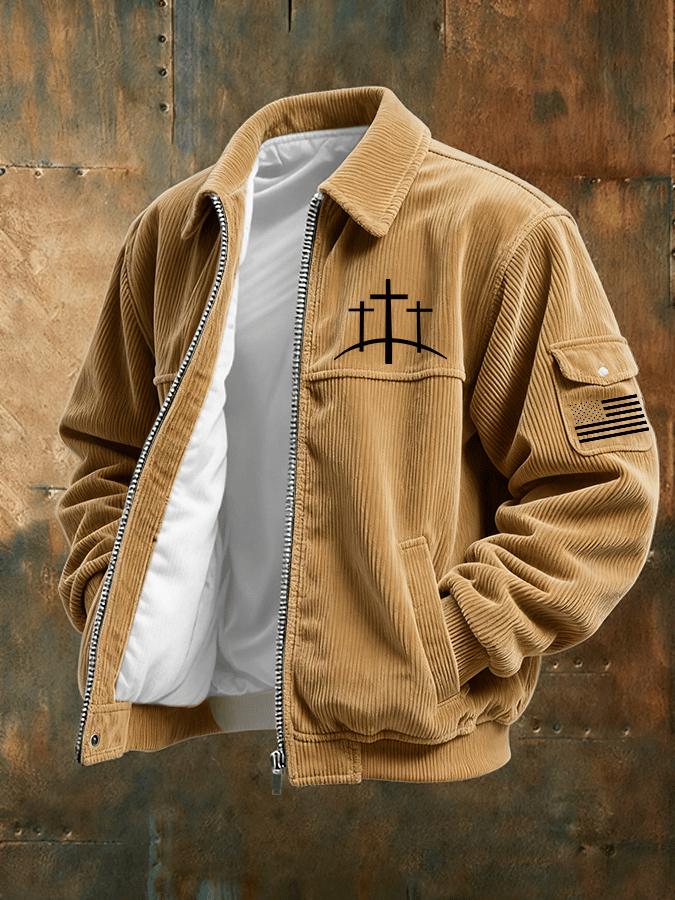 Faith Print Corduroy Casual Jacket