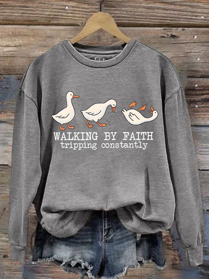 Women's Walking by Faith Tripping Constantly Sweatshirt