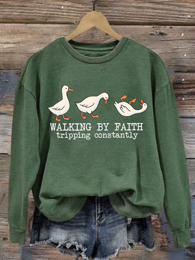 Women's Walking by Faith Tripping Constantly Sweatshirt
