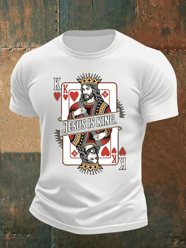Men's Jesus Is King Christian Print T-Shirt