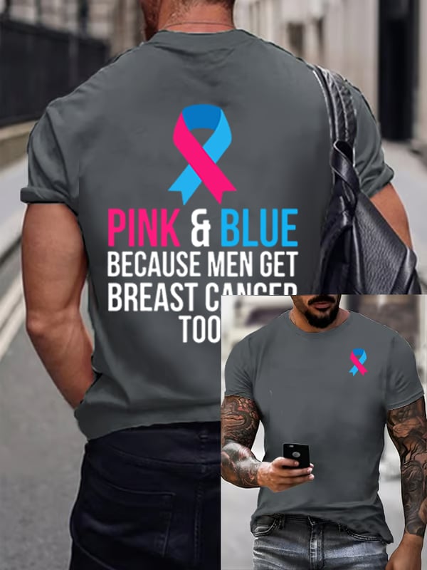 Men's Casual Breast Cancer Print T-Shirt