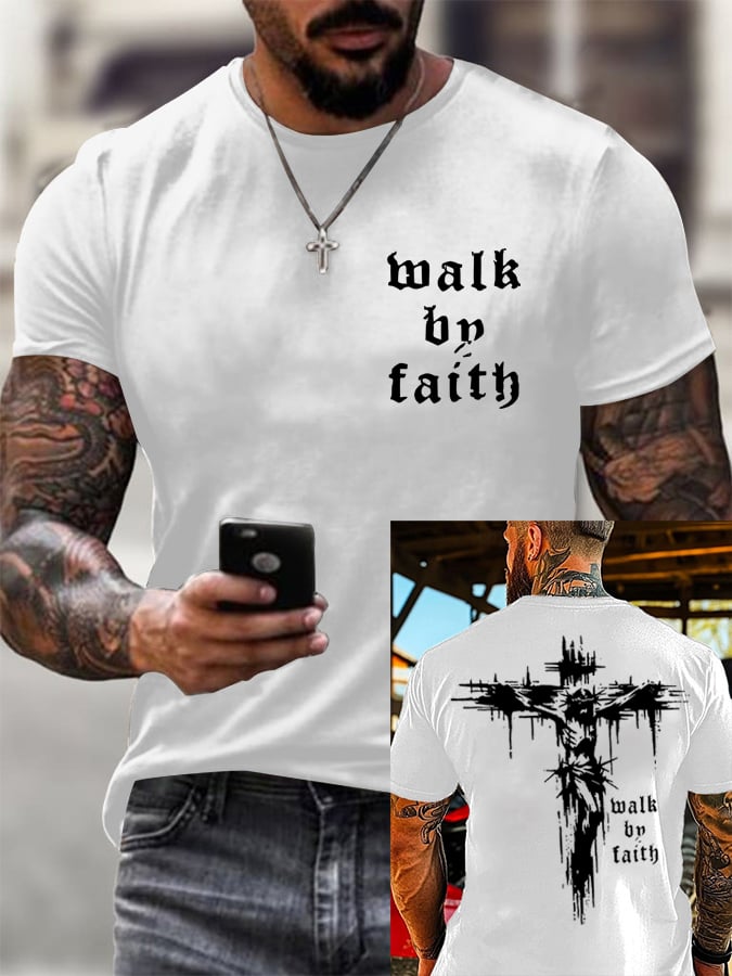 🔥Buy 3 Get 15% Off🔥🔥Hot Sale Picks 🔥Men's Walk By Faith Short-sleeved T-shirt