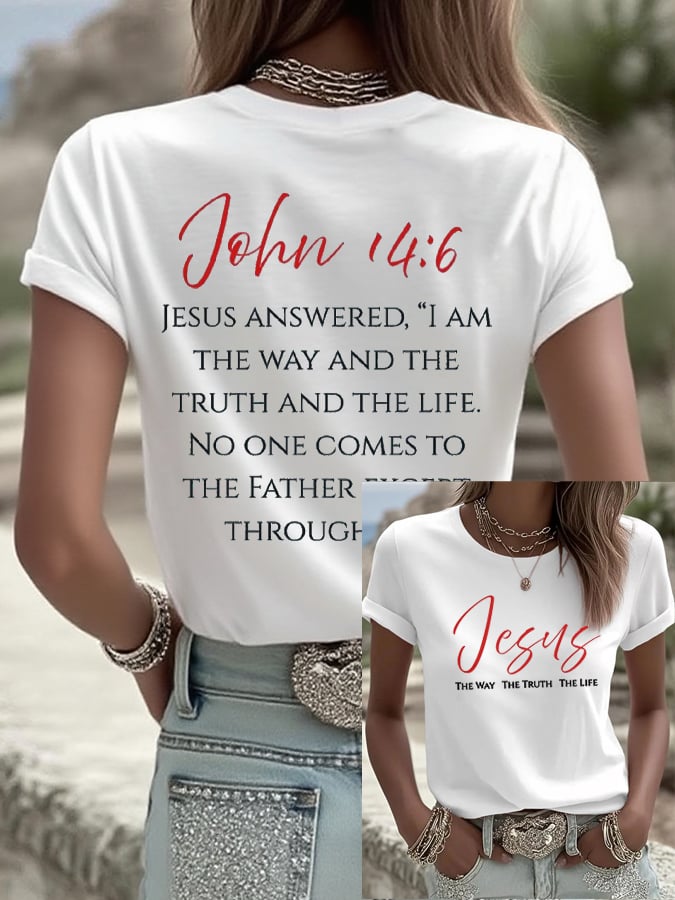Women's Vintage Faith The Way The Truth The Life Printed Casual T-Shirt