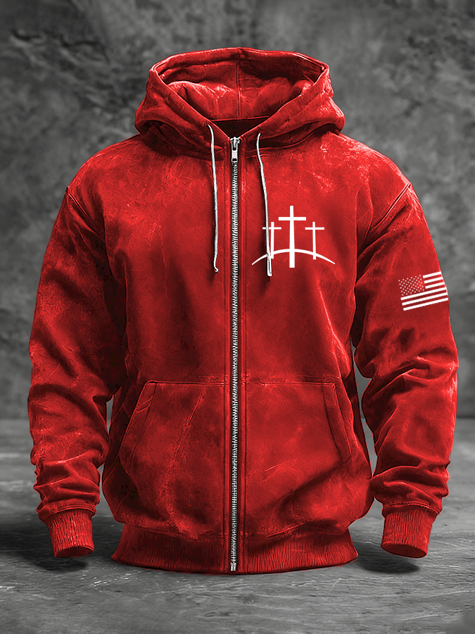 Men's Faith Print Zip-Up Hooded Jacket