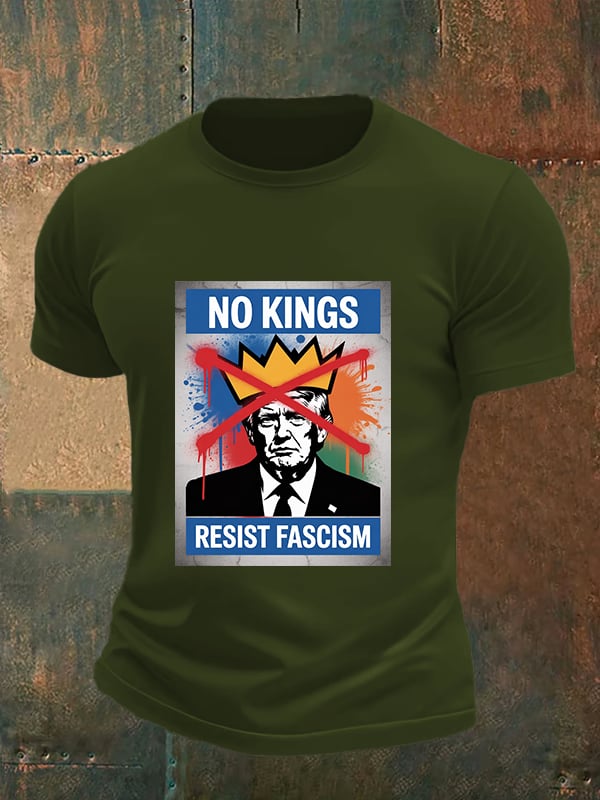 🔥Buy 3 Get 15% Off🔥Men's NO KINGS RESIST FASCISM T-shirt
